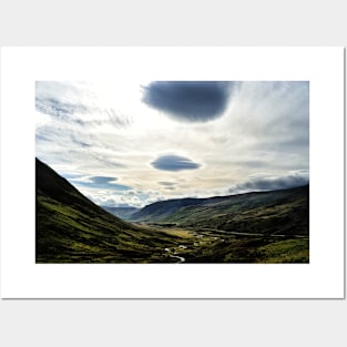 Lenticular clouds over Glen Shee, eastern Perthshire, Scotland Posters and Art